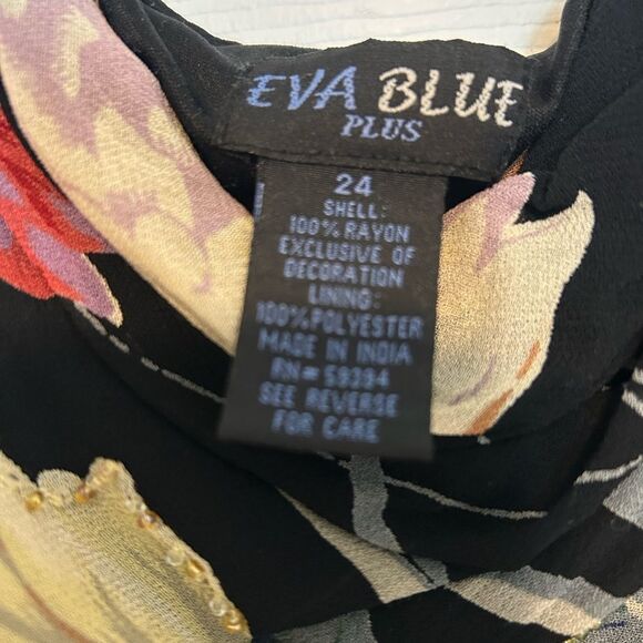 Vintage Rayon Beaded Floral Y2K Forest Fairy Cowl Neck Maxi Gown By Eva Blue 24 - Picture 4 of 12